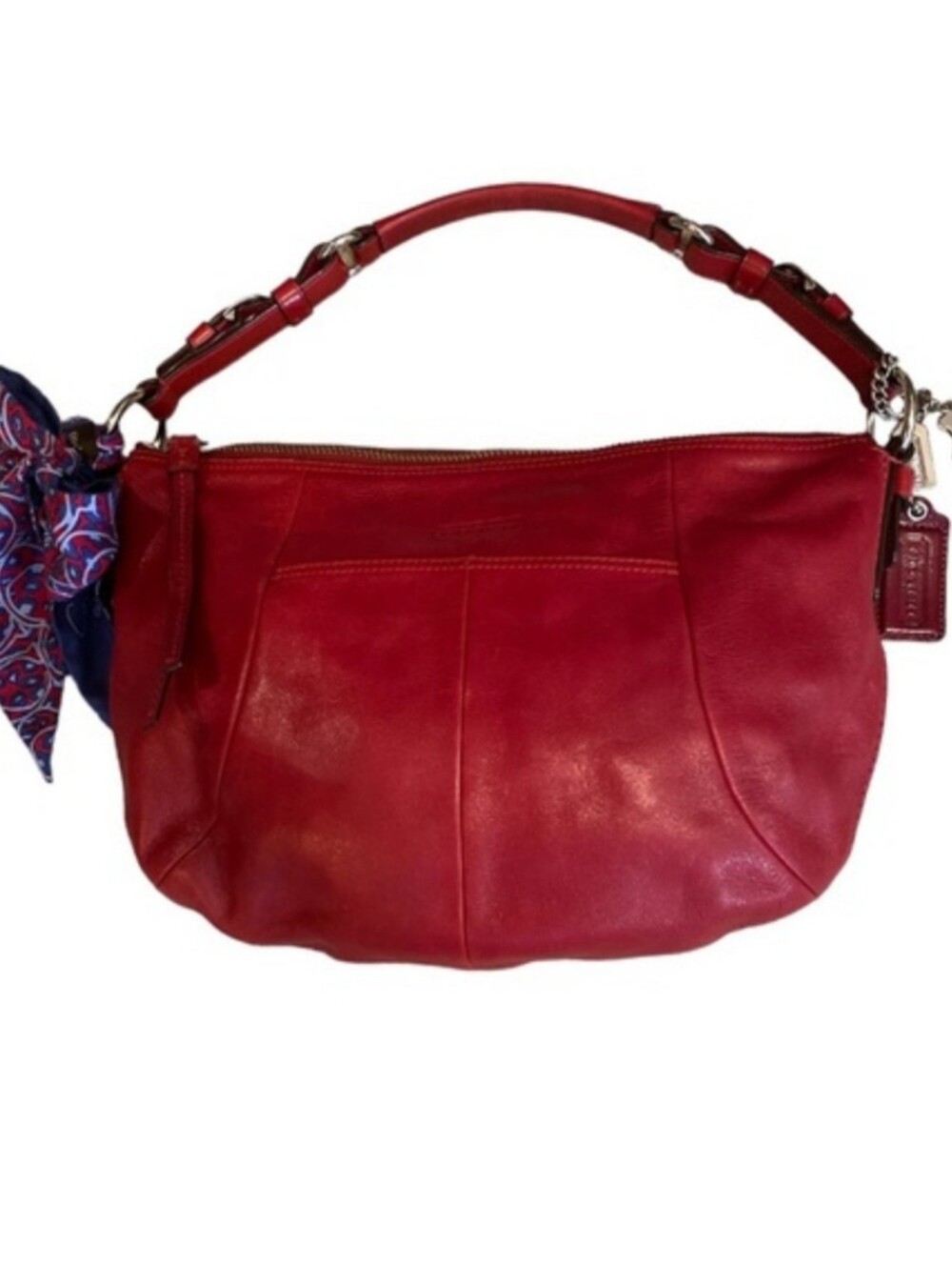 Red Leather Shoulder Bag by Coach